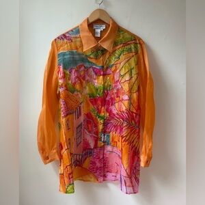 Diane Gilman Vibrant Orange Artistic Shirt